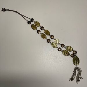 Beautiful Blank hammered coin necklace with tassel.